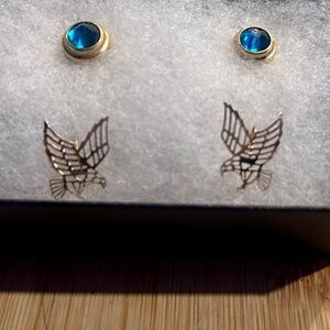Turquoise Eagle set. Gold and Blue Earrings